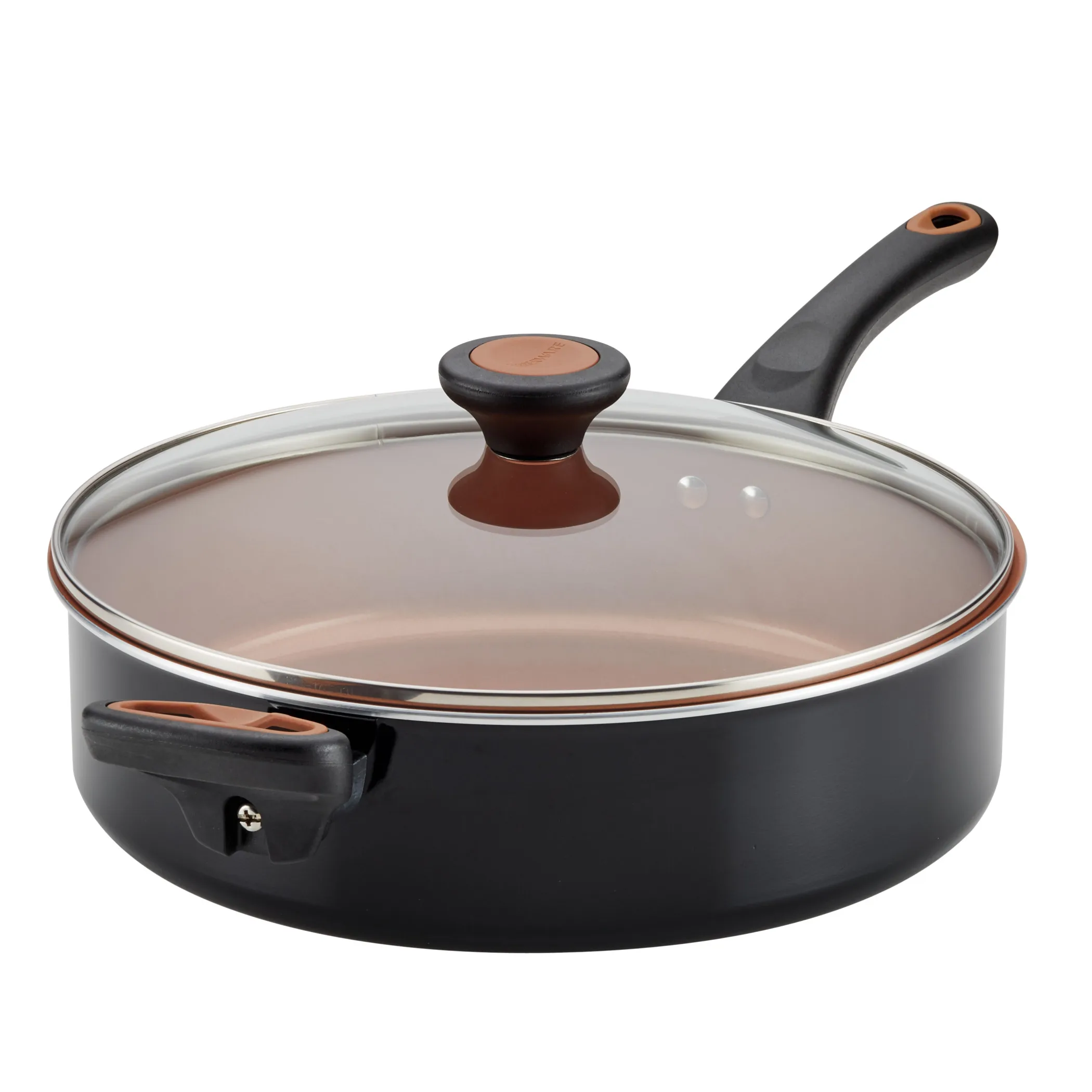 Glide Copper 4 Quart Ceramic Nonstick Sauté Pan with Tempered Glass Lid and Helper Handle, Dishwasher Safe, Black
Glide Copper 4 Quart Ceramic Nonstick Sauté Pan with Tempered Glass Lid and Helper Handle, Dishwasher Safe, Black