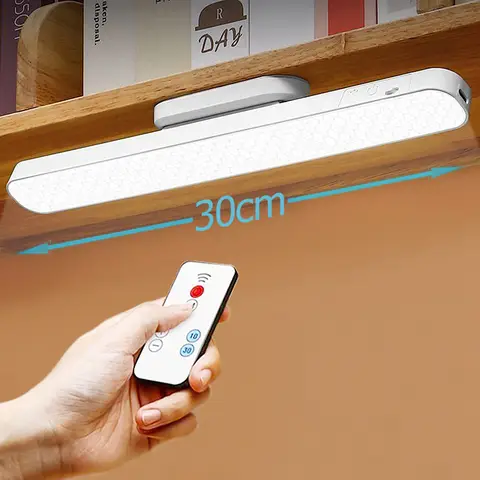 Remote LED Desk Lamp Magnetic Hanging Night Light USB Rechargeable Table Lamp 3 Colors Reading Light For Cabinet Closet Wardrobe