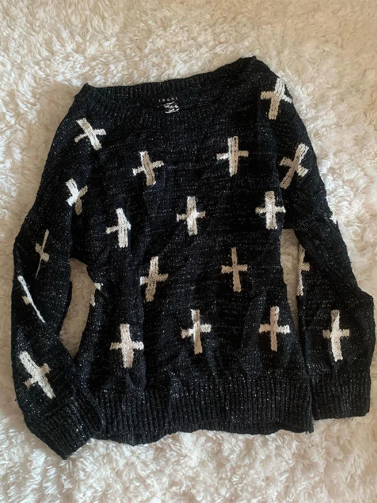 Black Knitted Loose Sweater Women's Vintage Style Sweet Fashion Cotton Autumn Winter Long Sleeve One-Shoulder Regular Length
Black Knitted Loose Sweater Women's Vintage Style Sweet Fashion Cotton Autumn Winter Long Sleeve One-Shoulder Regular Length