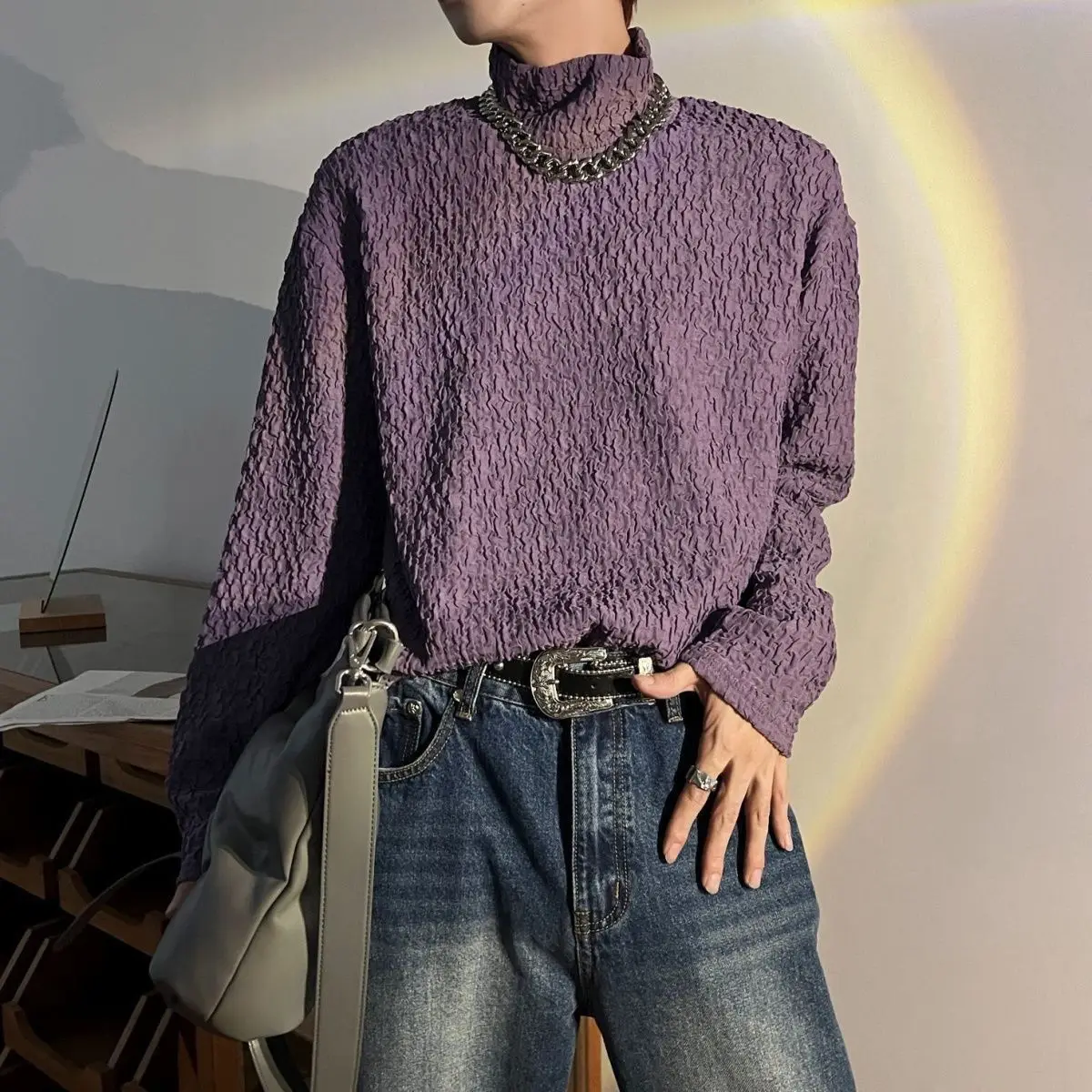 Solid Color High-Neck Base Shirt For Men And Women Niche High-End Tops Autumn And Winter Draping Loose Pleated Inner T-Shirt
Solid Color High-Neck Base Shirt For Men And Women Niche High-End Tops Autumn And Winter Draping Loose Pleated Inner T-Shirt