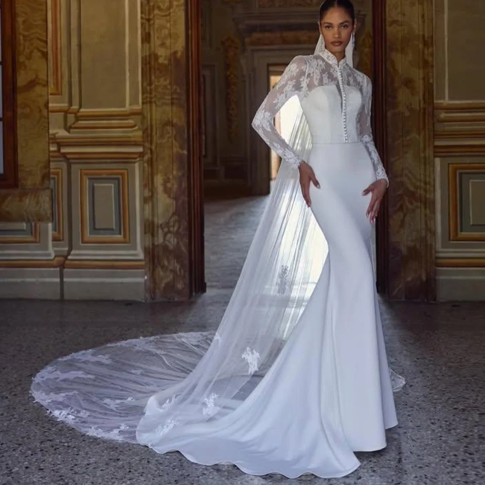 Customized Vintage Mermaid Wedding Dress with Jacket Strapless Fishtail Bridal Gown White Satin vestido de novias
Customized Vintage Mermaid Wedding Dress with Jacket Strapless Fishtail Bridal Gown White Satin vestido de novias