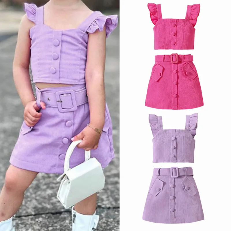 1-6Y Kids Girls Summer Outfits Baby Ruffle Sleeveless Tank Tops Skirt with Belt Sets Children Fashion Girls Clothes Set
1-6Y Kids Girls Summer Outfits Baby Ruffle Sleeveless Tank Tops Skirt with Belt Sets Children Fashion Girls Clothes Set