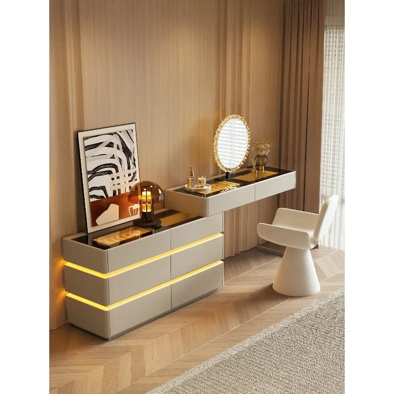 Italian minimalist dresser chest integrated bedroom end of bed light luxury high-end makeup table
Italian minimalist dresser chest integrated bedroom end of bed light luxury high-end makeup table