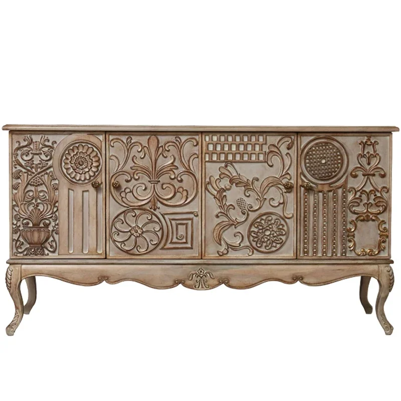 ls 42French retro dining side cabinet log carved old large apartment entrance side cabinet
ls 42French retro dining side cabinet log carved old large apartment entrance side cabinet