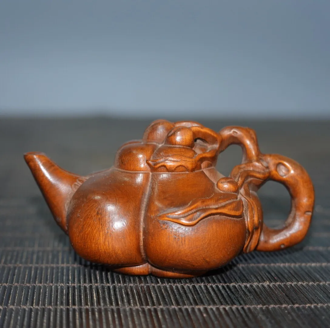 3.1" Collect China Box-wood Carving Pumpkin Small Teapot Statue
3.1" Collect China Box-wood Carving Pumpkin Small Teapot Statue