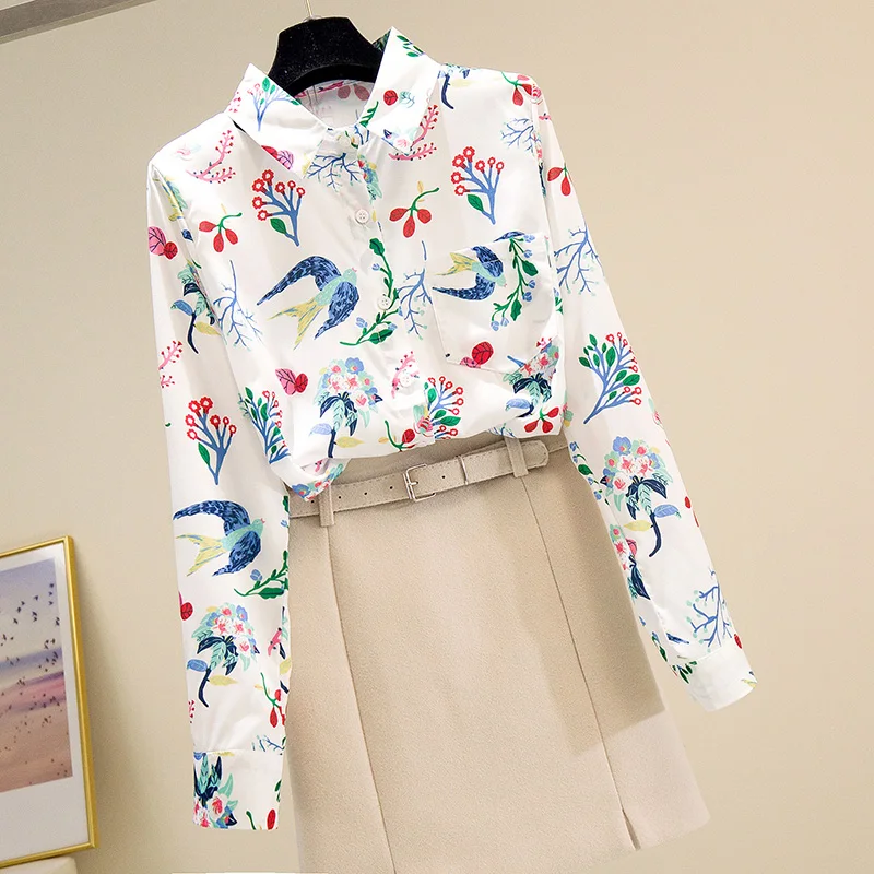 Vintage Printed Women Shirts Summer 2022 Turn-Down Collar Long-Sleeved Slim Elegant Office Lady Outwear Tops
Vintage Printed Women Shirts Summer 2022 Turn-Down Collar Long-Sleeved Slim Elegant Office Lady Outwear Tops