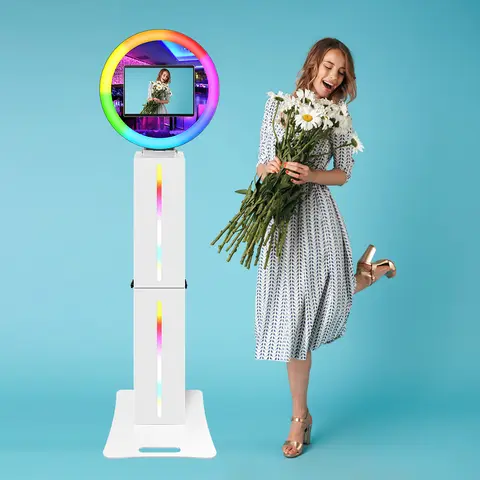 iPad Photobooth Machine For 10.2''/10.5''/11''/12.9''/13'' Weddings Party Events Portable LED Photo Booth Selfie