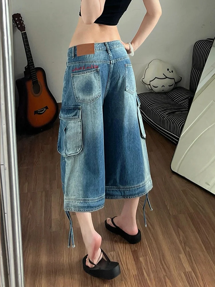 American Retro Design Multi-Pocket Work Pants Women Summer New Style Spicy Girl Loose Bf Lazy Style Seven-Foot Jeans
American Retro Design Multi-Pocket Work Pants Women Summer New Style Spicy Girl Loose Bf Lazy Style Seven-Foot Jeans