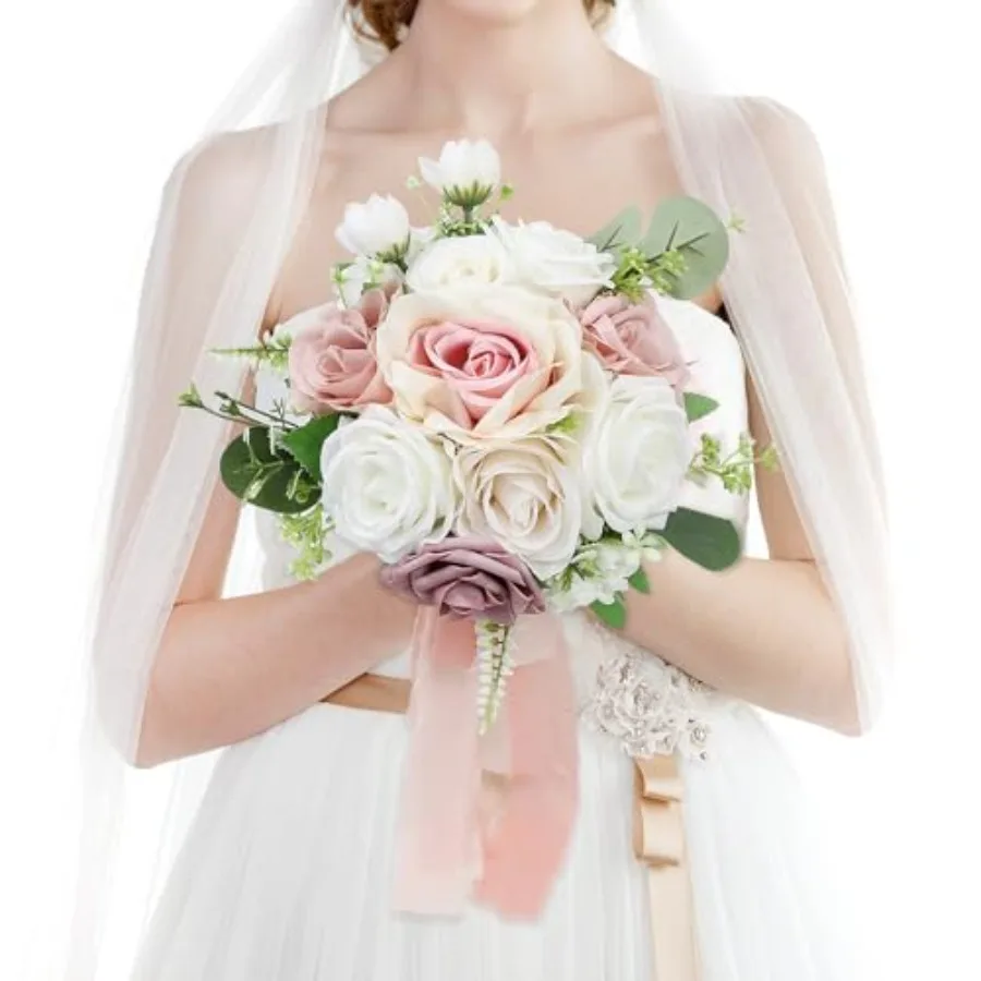 Wedding Bouquets for Bride - Artificial Bridal Bouquets Pre-Made Roses Flower Bouquets for Vintage Wedding or Centerpieces Deco
Wedding Bouquets for Bride - Artificial Bridal Bouquets Pre-Made Roses Flower Bouquets for Vintage Wedding or Centerpieces Deco