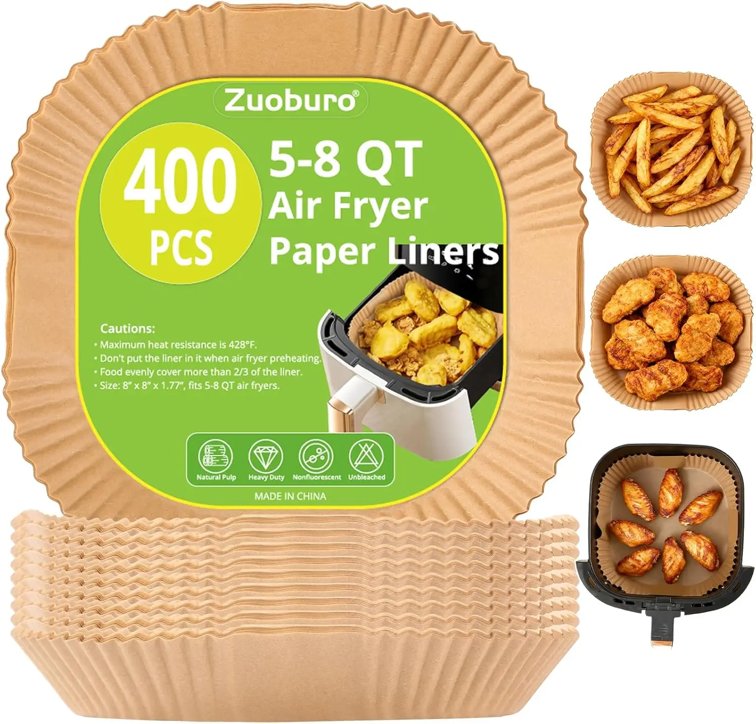 400Pcs Air Fryer Paper Liners, 5-8 QT Air Fryer Disposable Unbleached Non-Stick Parchment Paper Liner, Square 8 inch Baking L
400Pcs Air Fryer Paper Liners, 5-8 QT Air Fryer Disposable Unbleached Non-Stick Parchment Paper Liner, Square 8 inch Baking L