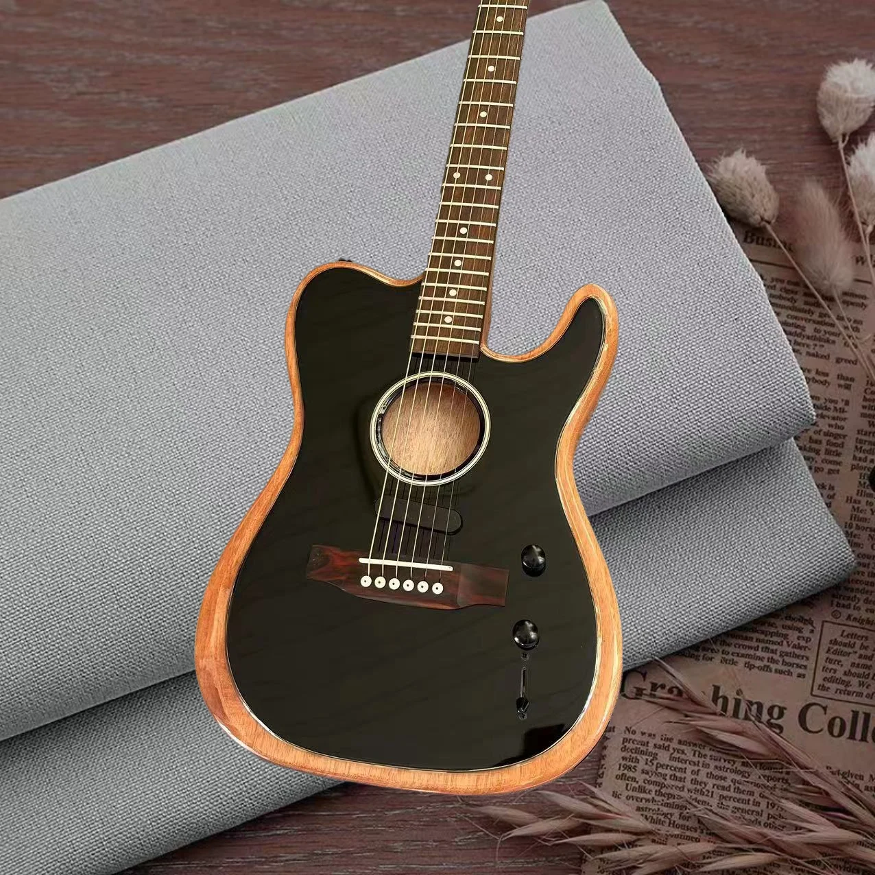 Electric guitar, factory customized, made of maple and peach blossom wood, black silent TL, in stock, fast and free shipping AS
Electric guitar, factory customized, made of maple and peach blossom wood, black silent TL, in stock, fast and free shipping AS