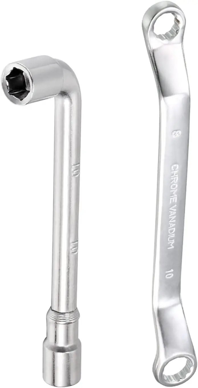 L Shaped Double Box End Wrench Set 10mm, Chrome Vanadium Steel with Mirror Polish, Offset Design for Tight Spaces
L Shaped Double Box End Wrench Set 10mm, Chrome Vanadium Steel with Mirror Polish, Offset Design for Tight Spaces