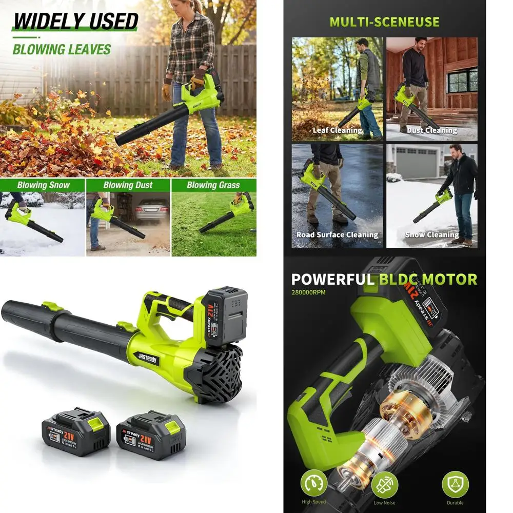 Воздуходувка для листьев 3500 Вт с регулируемой скоростью 350 м/с, перезаряжаемая, с 2 аккумуляторами, удлиненным соплом, зеленая
Воздуходувка для листьев 3500 Вт с регулируемой скоростью 350 м/с, перезаряжаемая, с 2 аккумуляторами, удлиненным соплом, зеленая