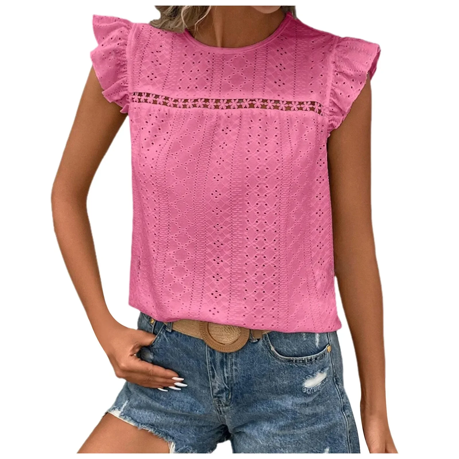Women Hook Flower Hollow Lotus Leaf short Sleeve Shirts 2025 Summer O-Neck Solid Color Tops Blouse Casual Elegant Female Blouses
Women Hook Flower Hollow Lotus Leaf short Sleeve Shirts 2025 Summer O-Neck Solid Color Tops Blouse Casual Elegant Female Blouses