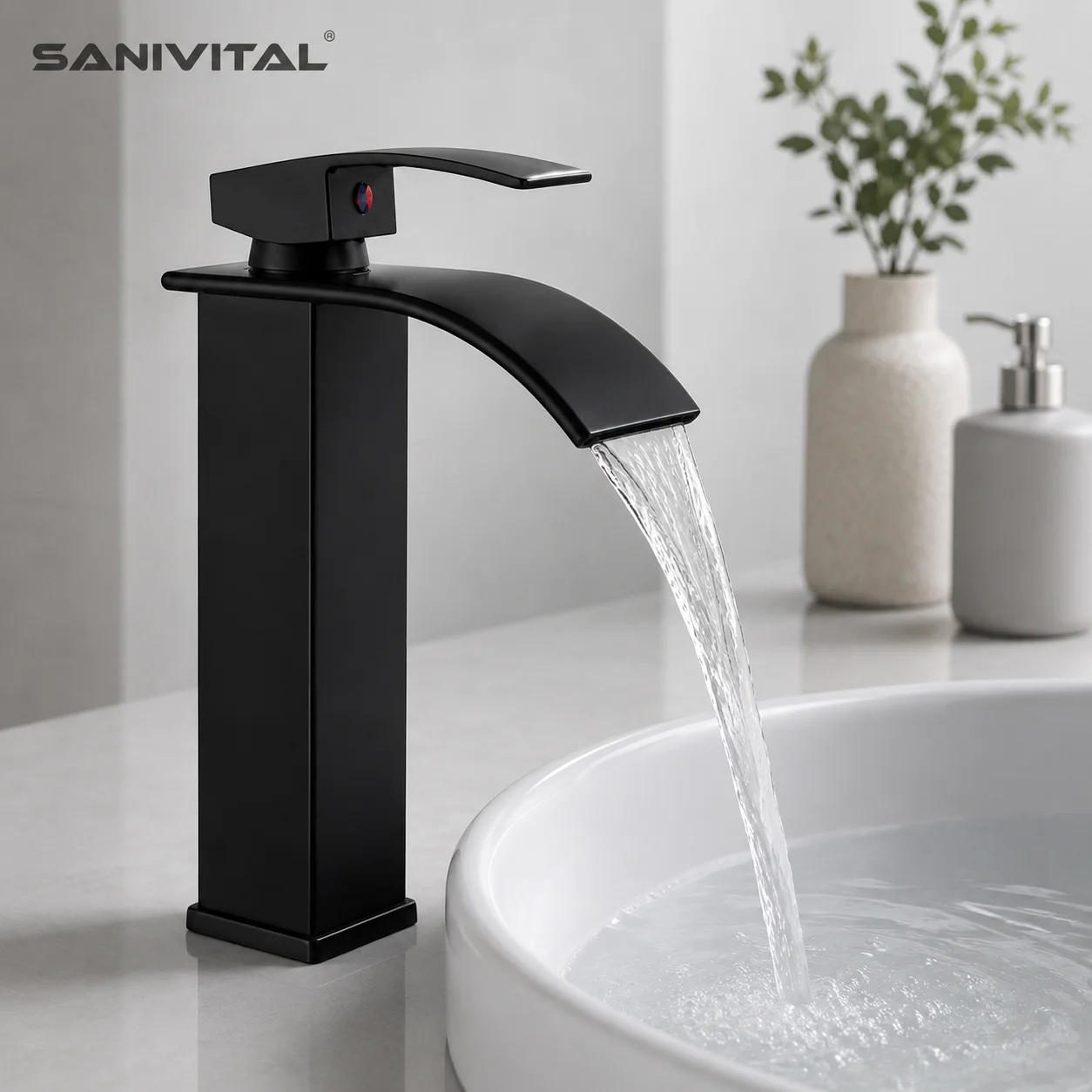 SANIVITAL Tall Waterfall Bathroom Faucet Matte Black Basin Mixer Tap Single Handle Hot Cold Vessel Sink Faucet
SANIVITAL Tall Waterfall Bathroom Faucet Matte Black Basin Mixer Tap Single Handle Hot Cold Vessel Sink Faucet