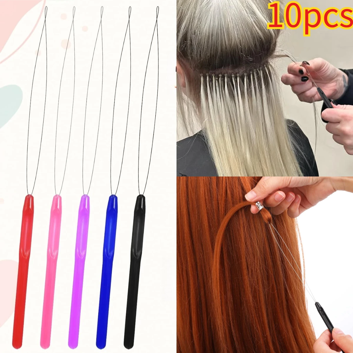 10 pcs Hair Extensions Loop Needle Pulling Hook Tool Needle Threader Loop Tool for Silicone Microlink Beads
10 pcs Hair Extensions Loop Needle Pulling Hook Tool Needle Threader Loop Tool for Silicone Microlink Beads
