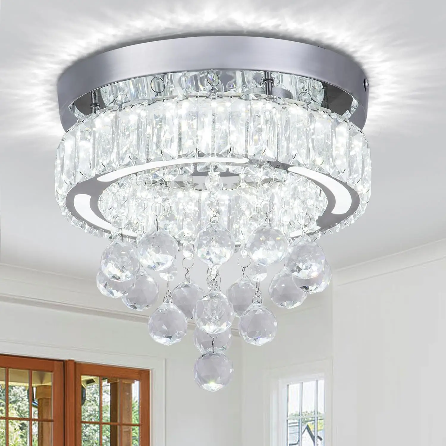 9.8" Modern Crystal Chandeliers LED Flush Mount Ceiling Light Mini Close to Ceiling Light for Dining Room Bedroom Living Room Ha
9.8" Modern Crystal Chandeliers LED Flush Mount Ceiling Light Mini Close to Ceiling Light for Dining Room Bedroom Living Room Ha