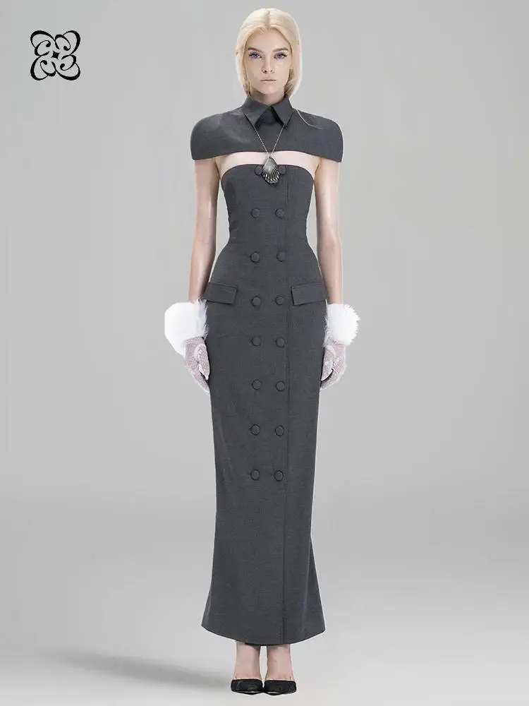 Luxury Dark Gray Deconstruct Jumpsuit with Detachable Capelet Double-Breasted Button Formal Party Jumpsuit for Wedding Guest
Luxury Dark Gray Deconstruct Jumpsuit with Detachable Capelet Double-Breasted Button Formal Party Jumpsuit for Wedding Guest