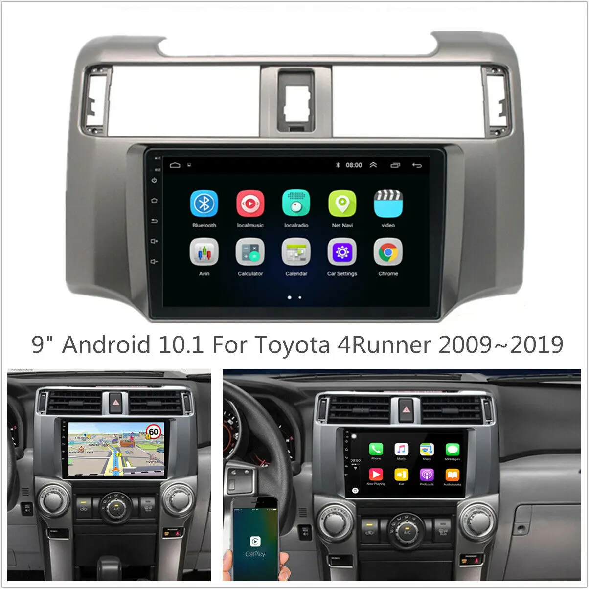 Для Carplay/Android Auto 9-дюймовый плеер с сенсорным экраном, Bluetooth-навигация, автомобильный плеер, радио, совместимый для Toyota 4Runner 2009-2019
Для Carplay/Android Auto 9-дюймовый плеер с сенсорным экраном, Bluetooth-навигация, автомобильный плеер, радио, совместимый для Toyota 4Runner 2009-2019