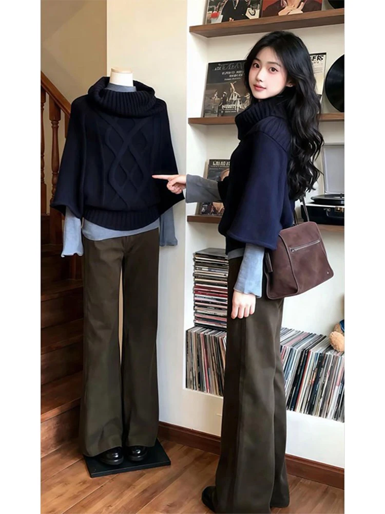 Unique High Collar Twist Cowl Neck Sweater Women's Base Shirt Winter New Straight Leg Pants Three Piece Set Korean Style Fashion
Unique High Collar Twist Cowl Neck Sweater Women's Base Shirt Winter New Straight Leg Pants Three Piece Set Korean Style Fashion
