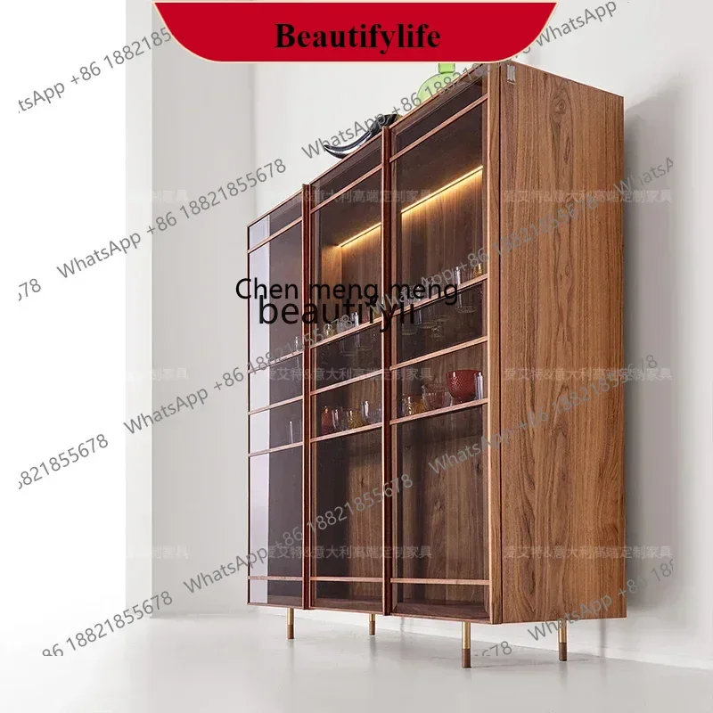 G153 S Italian light luxury wine cabinet Nordic solid wood bookcase against the wall storage sensor light living room storage c
G153 S Italian light luxury wine cabinet Nordic solid wood bookcase against the wall storage sensor light living room storage c