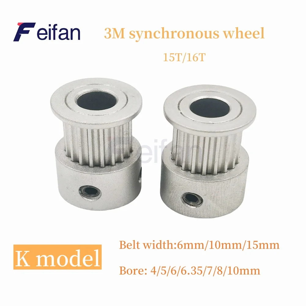 3M Synchronous Wheel HTD 3M Number Teeth 15T/16T Timing Pulley Bore 4/5/6/6.35/7/8/10mm For Belt Width: 6mm/10mm/15mm 3D printer
3M Synchronous Wheel HTD 3M Number Teeth 15T/16T Timing Pulley Bore 4/5/6/6.35/7/8/10mm For Belt Width: 6mm/10mm/15mm 3D printer