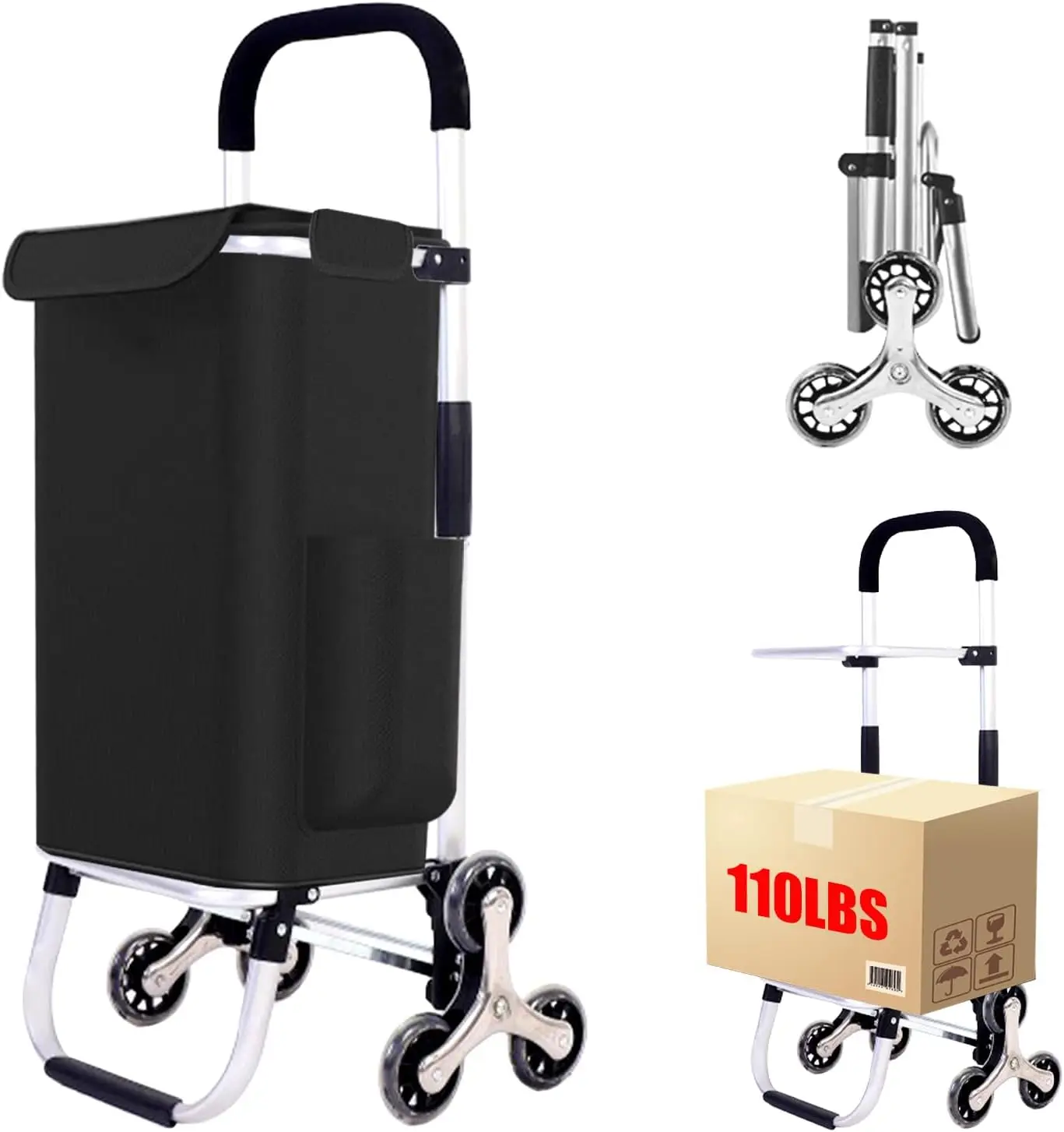 Foldable 6-Wheel Shopping Cart with Waterproof Bag, 110 lbs Capacity for Groceries and Camping
Foldable 6-Wheel Shopping Cart with Waterproof Bag, 110 lbs Capacity for Groceries and Camping