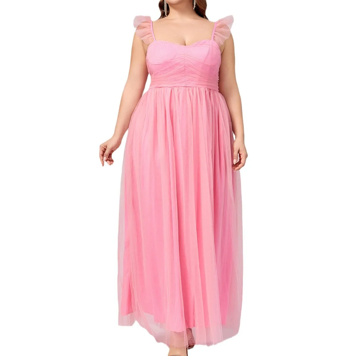 Elegant Ruffles Spaghetti Straps Open Back Long Formal Party Plus Size Dress Pink
Elegant Ruffles Spaghetti Straps Open Back Long Formal Party Plus Size Dress Pink