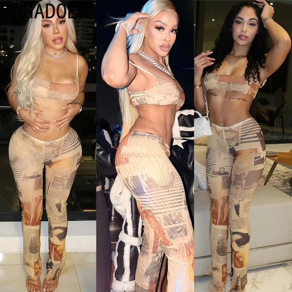 FAGADOER Fashion Pattern Printing Two Piece Outfits Woman Spaghetti Strap Sleeveless Backless Crop Top + Pants Female Streetwear
FAGADOER Fashion Pattern Printing Two Piece Outfits Woman Spaghetti Strap Sleeveless Backless Crop Top + Pants Female Streetwear