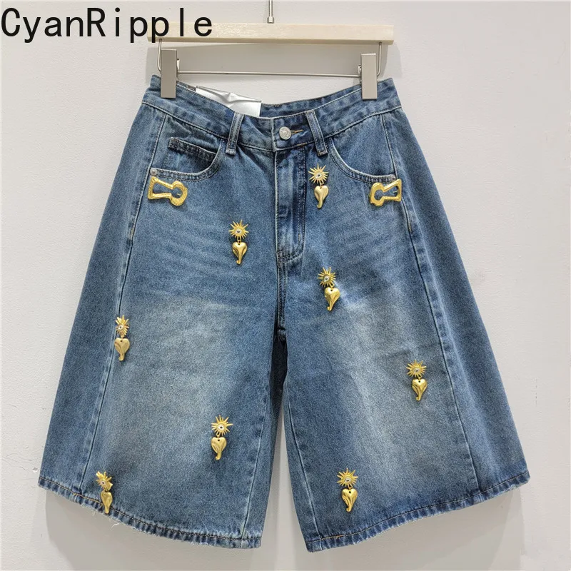 American Vintage Spring Summer Women Straight Short Jeans Fashion Metal Decoration All-match High Waist Knee-length Denim Pants
American Vintage Spring Summer Women Straight Short Jeans Fashion Metal Decoration All-match High Waist Knee-length Denim Pants
