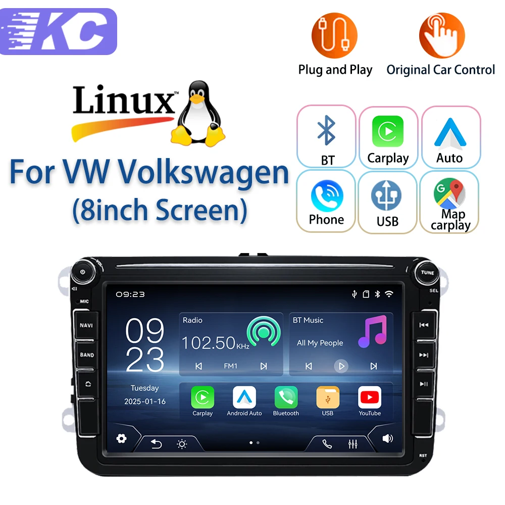 For VW Volkswagen(8inch Screen)2026 New Linux System Wireless CarPlay Auto FM Bluetooth Musci Video Multimedia Players Cameras
For VW Volkswagen(8inch Screen)2026 New Linux System Wireless CarPlay Auto FM Bluetooth Musci Video Multimedia Players Cameras