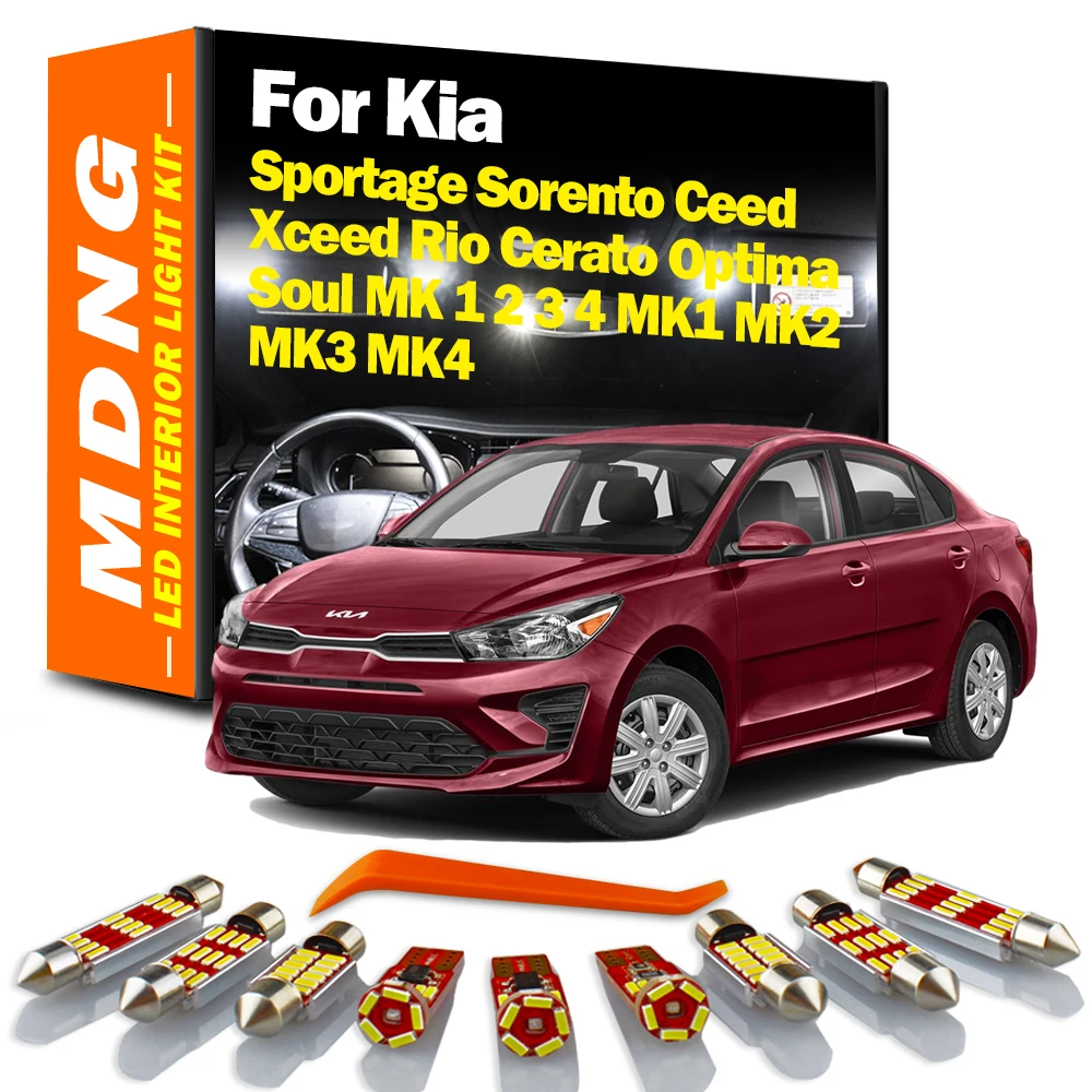 Для Kia Sportage Ceed Xceed Rio Sorento Optima Cerato Soul 1 2 3 4 MK1 MK2 MK3 MK4 Комплект автомобильных светодиодных внутренних ламп для чтения купольных ламп
Для Kia Sportage Ceed Xceed Rio Sorento Optima Cerato Soul 1 2 3 4 MK1 MK2 MK3 MK4 Комплект автомобильных светодиодных внутренних ламп для чтения купольных ламп