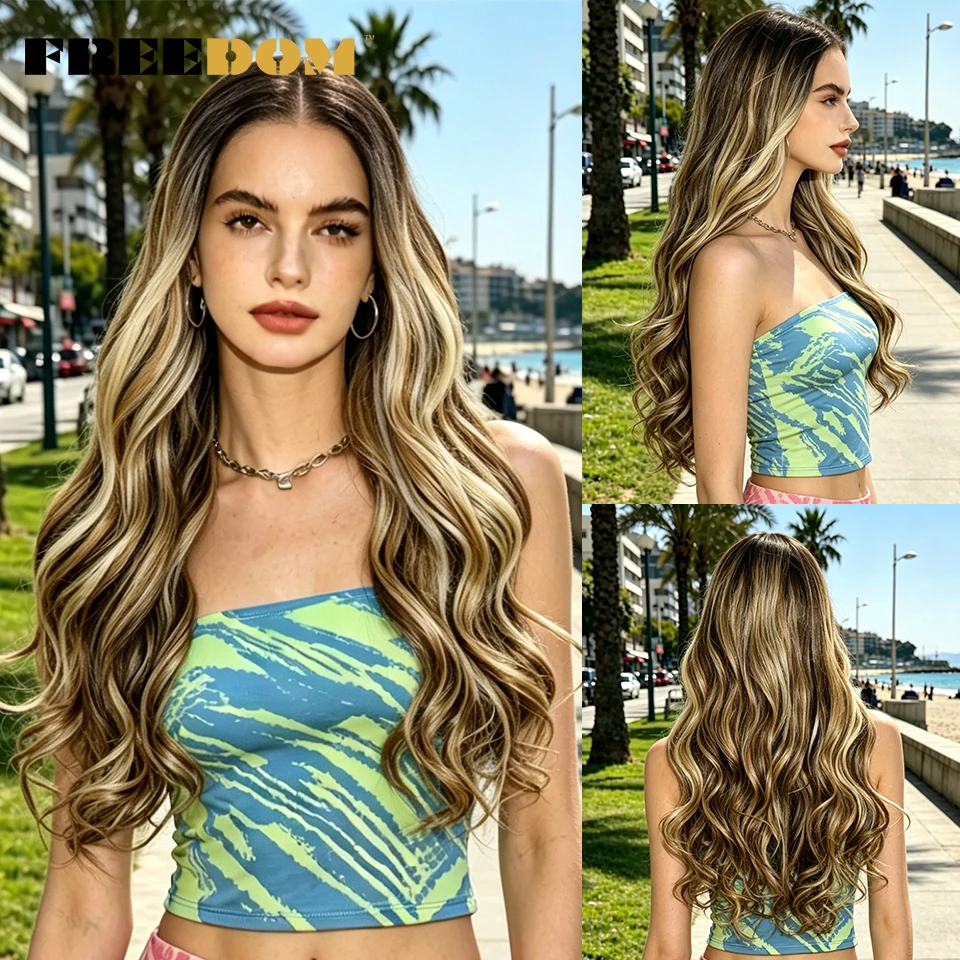 FREEDOM Synthetic Body Wave 13X4 Lace Front Wigs For Women 24"Lace Wig With Baby Hair Ombre Brown Blonde Highlight Daily Use Wig
FREEDOM Synthetic Body Wave 13X4 Lace Front Wigs For Women 24"Lace Wig With Baby Hair Ombre Brown Blonde Highlight Daily Use Wig