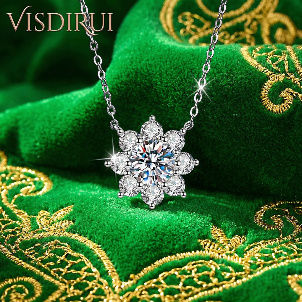 VISDIRUI 1ct Snowflake Halo Moissanite Pendant Necklace S925 Silver D Color VVS1 Round Cut O Chain Fine Jewelry Christmas Gift
VISDIRUI 1ct Snowflake Halo Moissanite Pendant Necklace S925 Silver D Color VVS1 Round Cut O Chain Fine Jewelry Christmas Gift