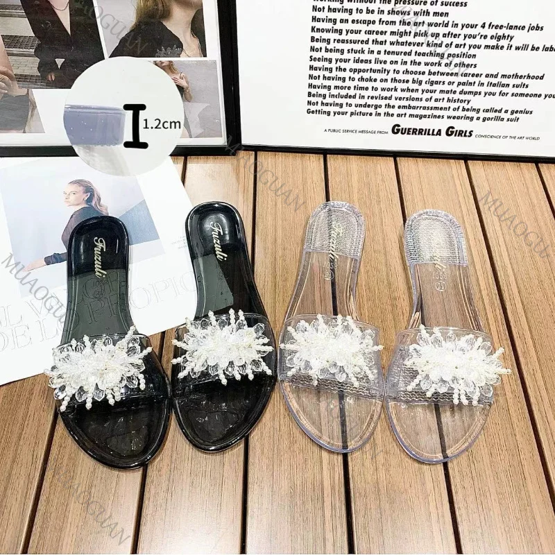 Fashion Summer Beading Pearl Flats Slippers PVC Solid Color Comfort Shoes Ladies Sandals Crystal Decor No Slip Shoes For Woman
Fashion Summer Beading Pearl Flats Slippers PVC Solid Color Comfort Shoes Ladies Sandals Crystal Decor No Slip Shoes For Woman
