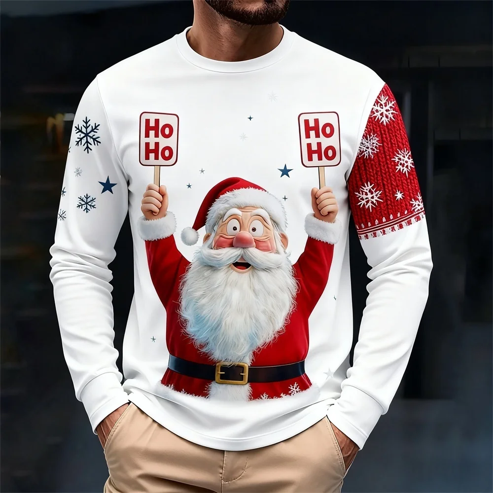 Мужская рождественская футболка с длинными рукавами, забавный принт Санта-Клауса, удобный свитшот с круглым вырезом, удобный топ для праздничной вечеринки
Мужская рождественская футболка с длинными рукавами, забавный принт Санта-Клауса, удобный свитшот с круглым вырезом, удобный топ для праздничной вечеринки