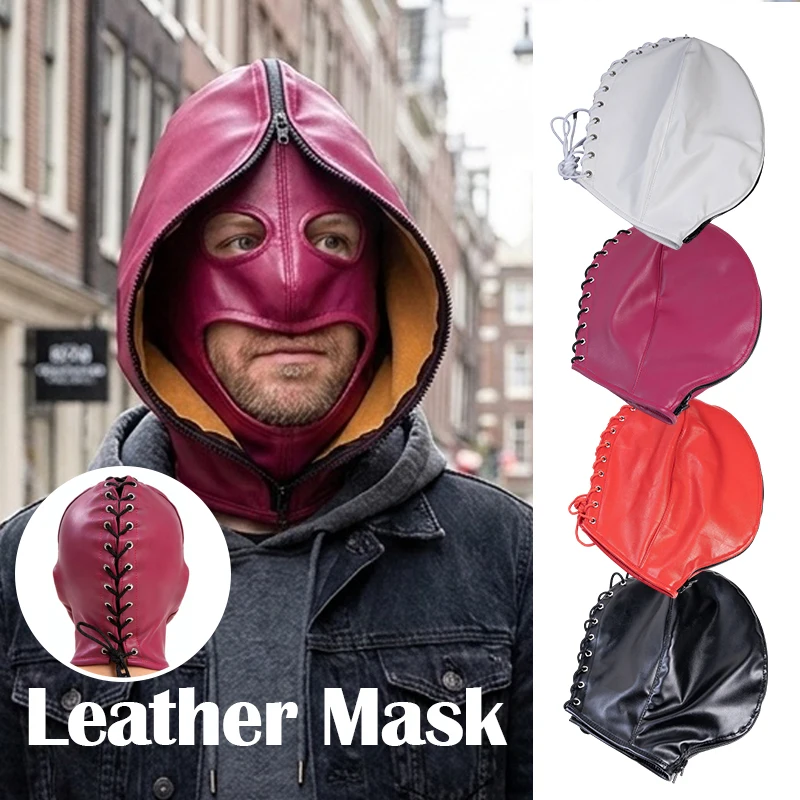 PU Leather Mask Full Face Full Head Mask Double Layer Headgear Zip Head Hood Cosplay Party Mask
PU Leather Mask Full Face Full Head Mask Double Layer Headgear Zip Head Hood Cosplay Party Mask