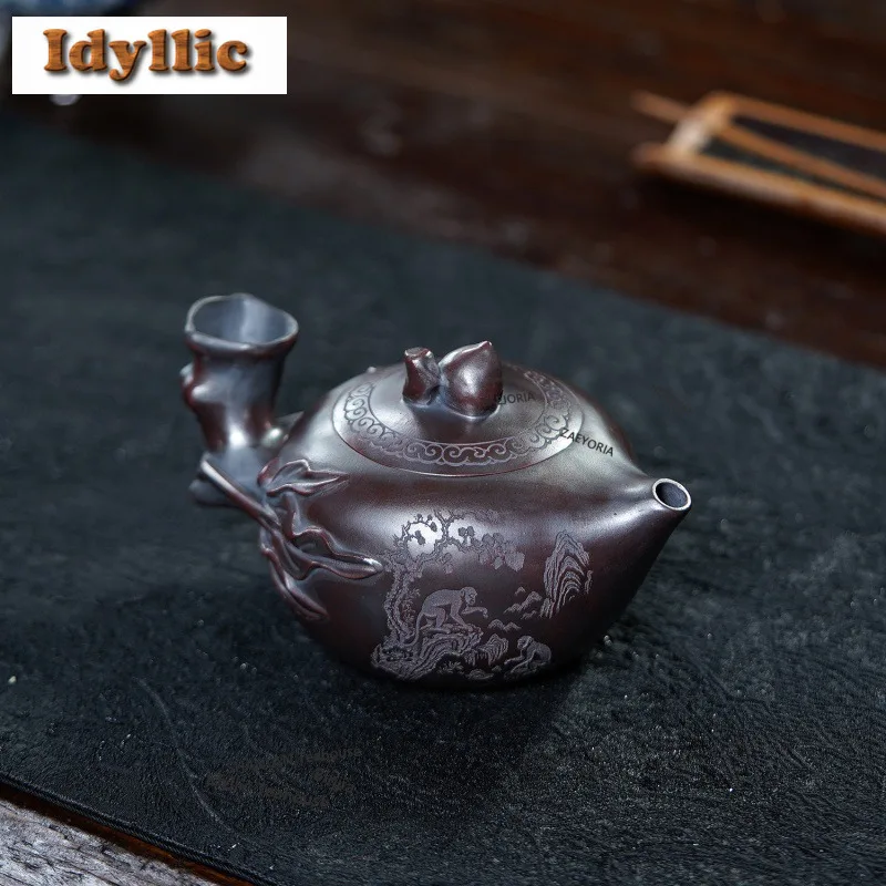 470ml Classic Yixing Purple Clay Teapots Handmade Longevity Peach Pot Raw Ore Ancient Red Mud Kettle Zisha Tea Set Cafes Gifts
470ml Classic Yixing Purple Clay Teapots Handmade Longevity Peach Pot Raw Ore Ancient Red Mud Kettle Zisha Tea Set Cafes Gifts