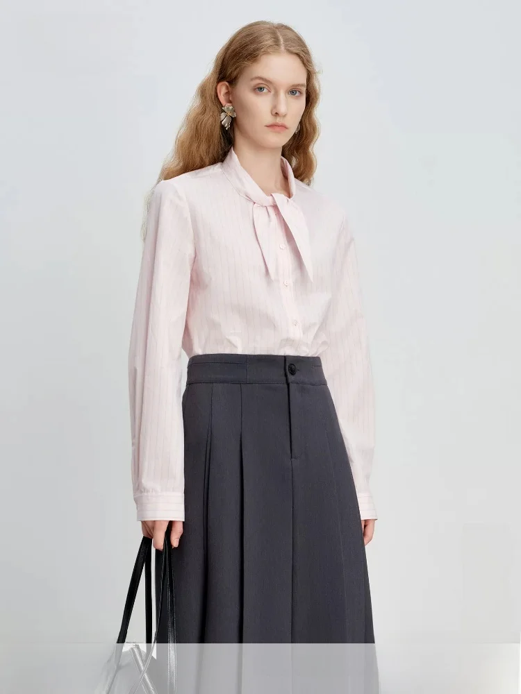 New Women's Cotton H-Shape Long Sleeve Shirt Pastel Stripes Rabbit Ear Tie Design Simple Commute Style Pure Cotton 26ZQ91043
New Women's Cotton H-Shape Long Sleeve Shirt Pastel Stripes Rabbit Ear Tie Design Simple Commute Style Pure Cotton 26ZQ91043