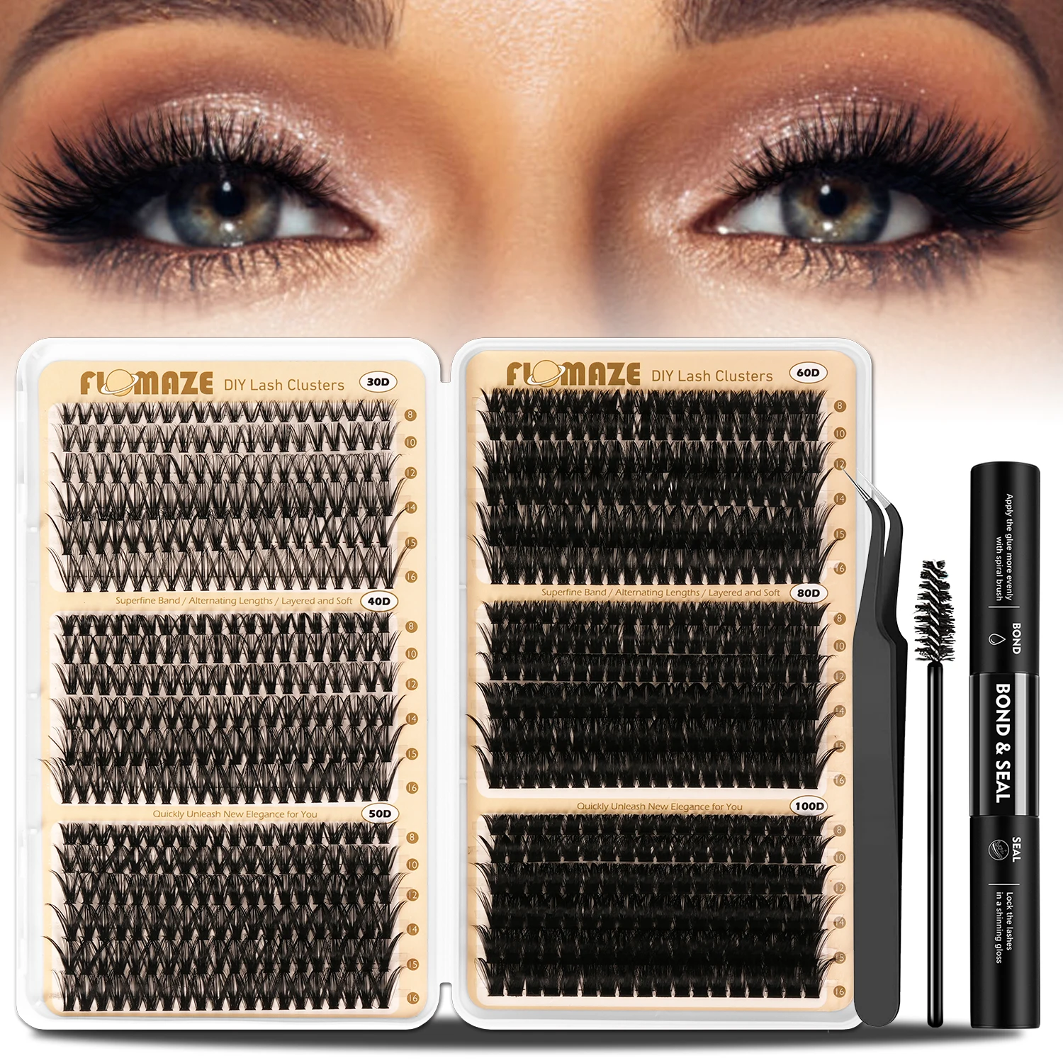 Lash Clusters Kit With Waterproof Strong Hold DIY Natural Lash Extension Kit Lash Bond And Seal And Eyelash Tweezers Makeup
Lash Clusters Kit With Waterproof Strong Hold DIY Natural Lash Extension Kit Lash Bond And Seal And Eyelash Tweezers Makeup