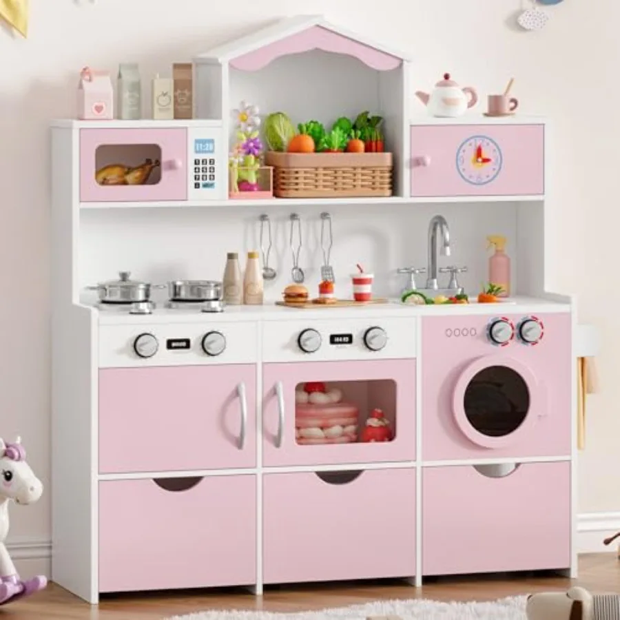 Wooden Play Kitchen for and Toddlers, Montessori Toy Kitchen Playset in Pink with Pretend Play Features and Storage Drawers, Id
Wooden Play Kitchen for and Toddlers, Montessori Toy Kitchen Playset in Pink with Pretend Play Features and Storage Drawers, Id