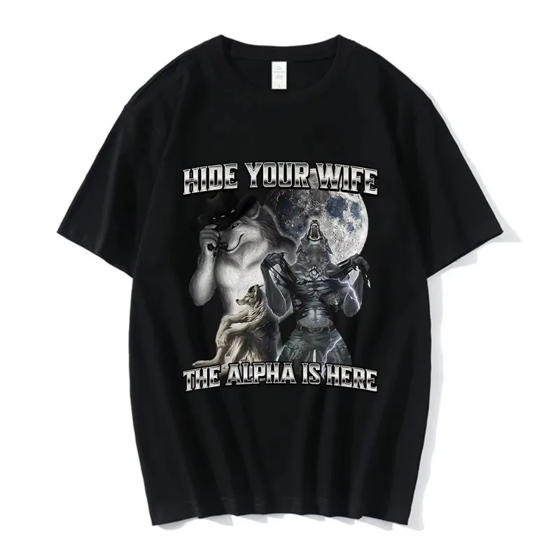 Hide Your Wife The Alpha Is Here Funny Wolf Meme T-shirts Men Women Clothing Fashion Hip Hop Casual T-shirt Classic Design
Hide Your Wife The Alpha Is Here Funny Wolf Meme T-shirts Men Women Clothing Fashion Hip Hop Casual T-shirt Classic Design