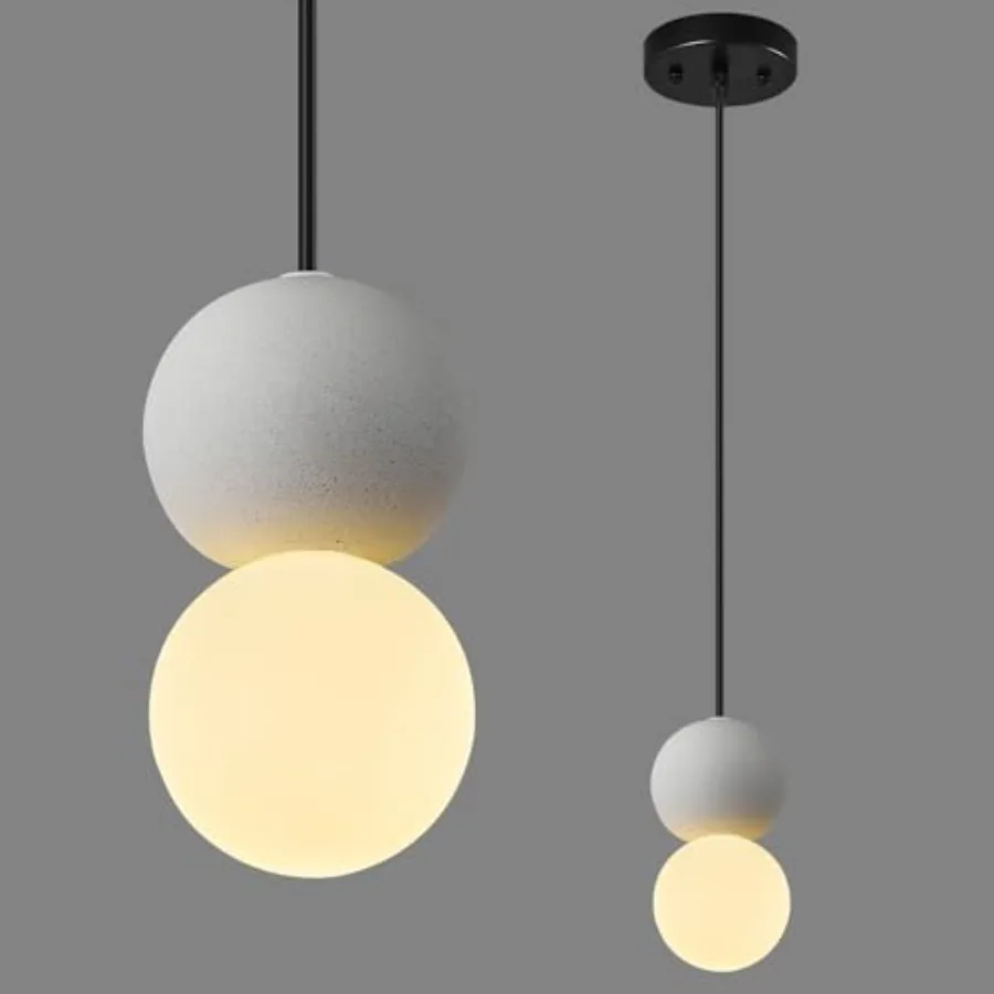 Modern 1-Light Concrete Pendant Light Kitchen Islandceiling Light Fixture White Glass Globe Ball Pendant Lighting for Dining Ro
Modern 1-Light Concrete Pendant Light Kitchen Islandceiling Light Fixture White Glass Globe Ball Pendant Lighting for Dining Ro