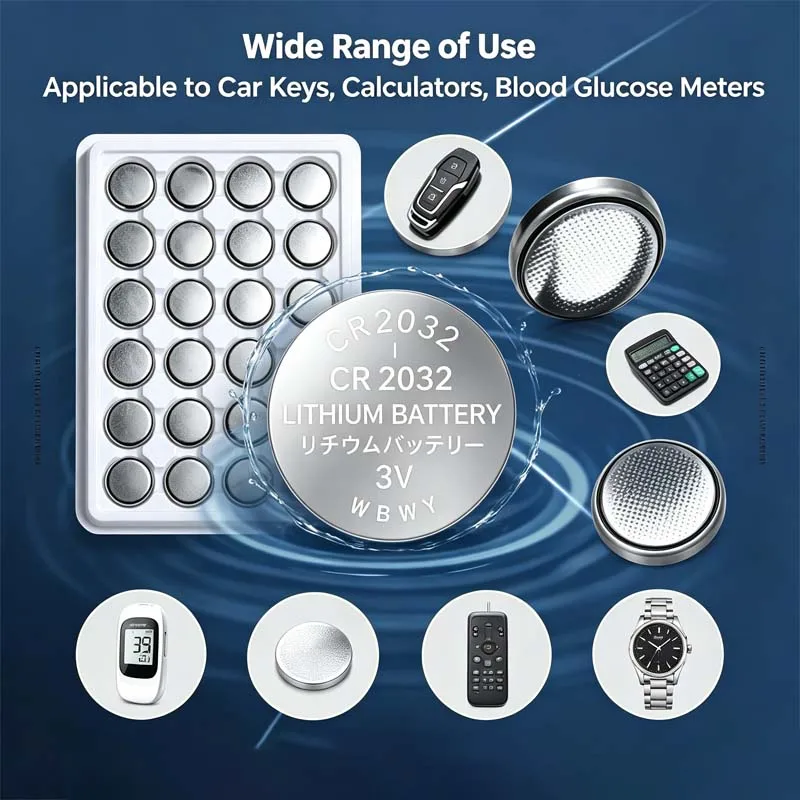 Bulk CR2032 Lithium Coin Button Cell Batteries High Capacity Long-Lasting for Watches Car Key Fobs Remote Control - 50-1000PCS
Bulk CR2032 Lithium Coin Button Cell Batteries High Capacity Long-Lasting for Watches Car Key Fobs Remote Control - 50-1000PCS