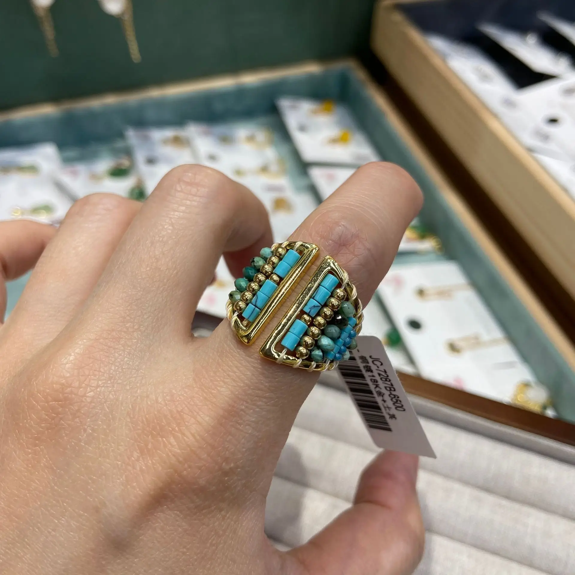vintage open ring for women metal gold color fashion calaite blue mini stone beads
vintage open ring for women metal gold color fashion calaite blue mini stone beads