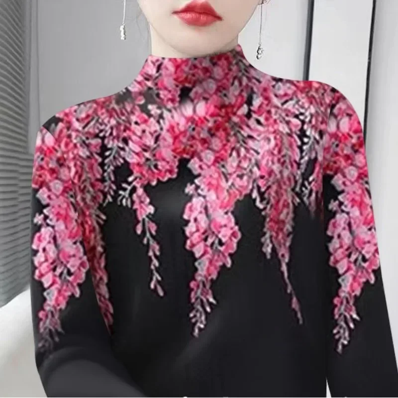 2025 New Screw Thread Long Sleeve Women's Autumn and Winter Fashion Printing Half High Collar Pullover T-shirt Bottom Tops
2025 New Screw Thread Long Sleeve Women's Autumn and Winter Fashion Printing Half High Collar Pullover T-shirt Bottom Tops