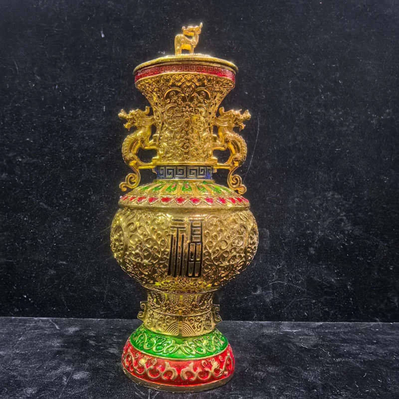 Miscellaneous Antique Items: Double Dragon Bottle with 'Fu' Character, Treasure Box, Copper Gilt Enamel Color Incense Burner wit
Miscellaneous Antique Items: Double Dragon Bottle with 'Fu' Character, Treasure Box, Copper Gilt Enamel Color Incense Burner wit