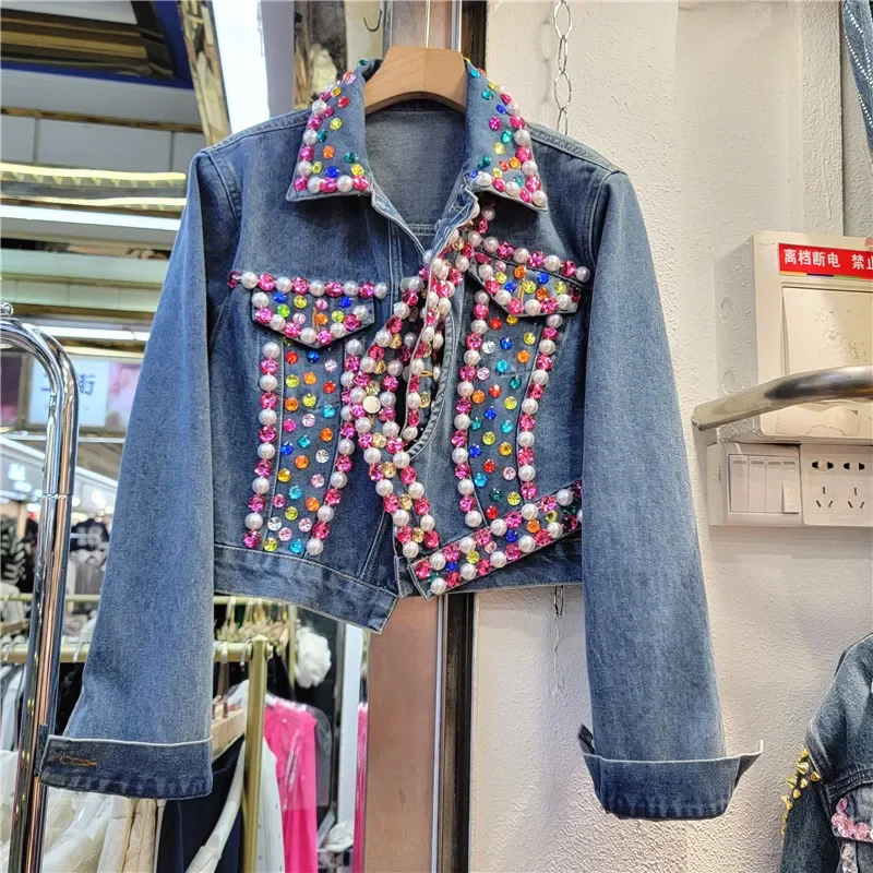 Spring New Irregular Single-breasted Jeans Jacket Women Casual Blue Cowboy Outwear Rivet Diamond High Waist Short Denim Jacket
Spring New Irregular Single-breasted Jeans Jacket Women Casual Blue Cowboy Outwear Rivet Diamond High Waist Short Denim Jacket
