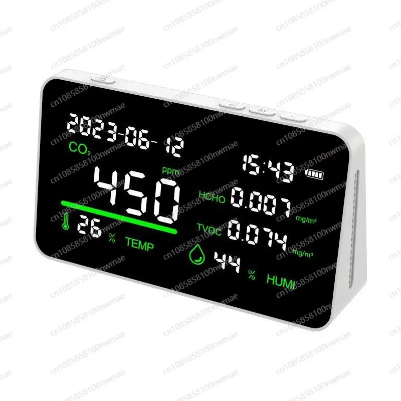 High-precision household indoor air detector, temperature and humidity meter, desktop clock, formaldehyde detector
High-precision household indoor air detector, temperature and humidity meter, desktop clock, formaldehyde detector