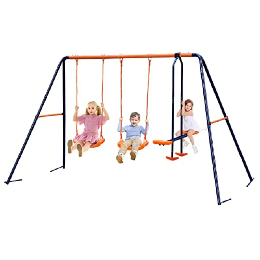 Outdoor Swing Set for Backyard with 2 Seats and 1 Glider Heavy Duty A-Frame Metal Swing Stand 440lbs Load Ccity Rust-Resistant
Outdoor Swing Set for Backyard with 2 Seats and 1 Glider Heavy Duty A-Frame Metal Swing Stand 440lbs Load Ccity Rust-Resistant